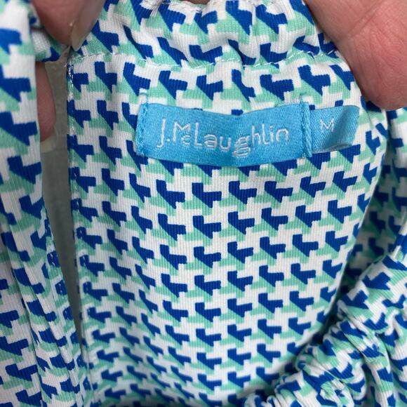 J.McLaughlin Blue&White Print Maria Catalina Cloth Sleeveless Dress Sz.M - Picture 7 of 12